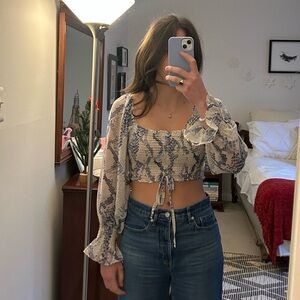 Olivaceous Blue and White Floral Blouse